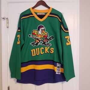 Headgear Classics Nostalgia Co Mighty Ducks Goldberg 33 Jersey XL